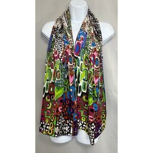Rectangle Women's Multicolor Art Scarf 61"x 13" 100%‎ Silk